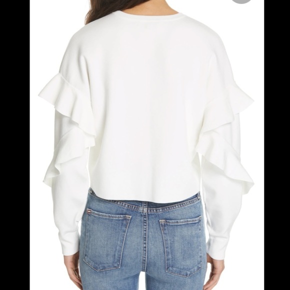NWT! ALICE + OLIVIA Size M white ruffled sweater - Picture 5 of 13